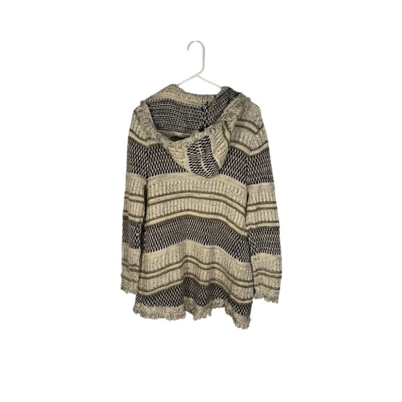 FYLO London Hooded Cardigan Fringe Trim Knit Sweater Coat Bohemian Size 2/6 - Picture 1 of 3